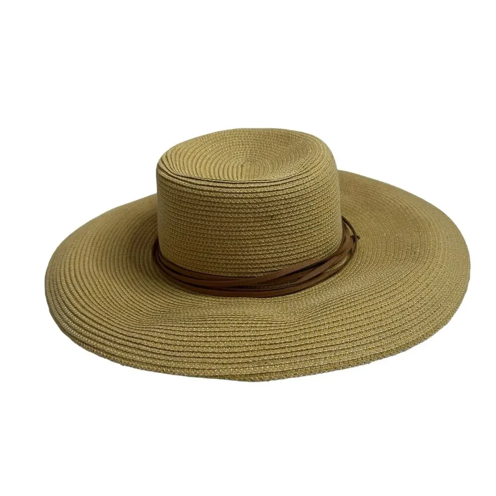 SLOGGERS Tan Braided Womens Sun Hat UPF 50+ Size: 57-58cm Brown Wide Brim